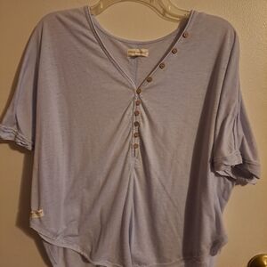 Simply Southern Light Blue Buttoned Tee
